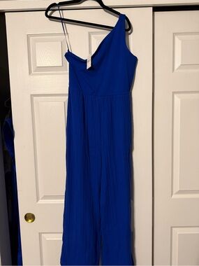 LOFT Royal Blue One-Shoulder Jumpsuit